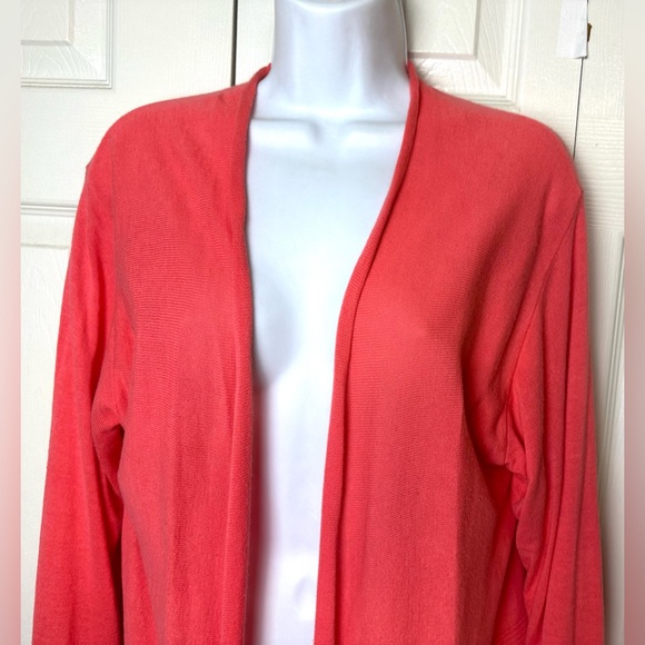 NIC + ZOE Plus Sized Cardigan Sweater Coral Pink Orange Ling Open Front Ribbed - Picture 4 of 11